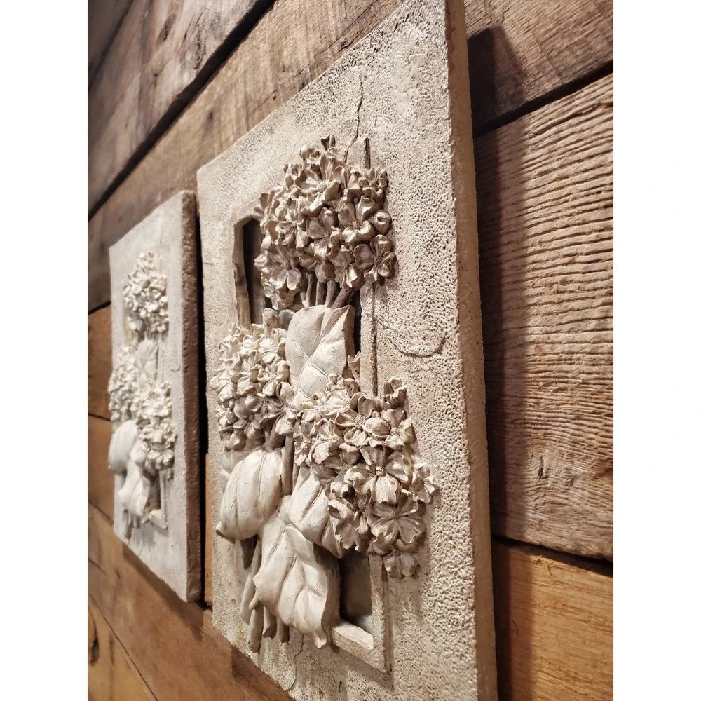 Vintage 3D Floral Mirror Wall Plaque Hydrangea 16